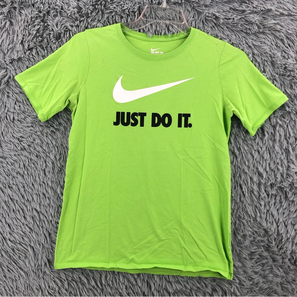 Nike Tshirt Womens XL Green Swoosh Checkered Short Sleeve Shirt